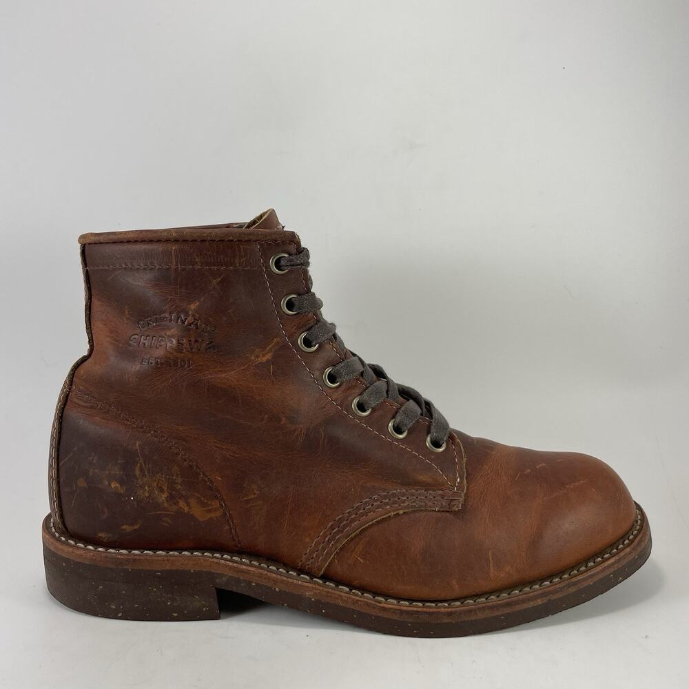 Chippewa Service Boots Mens Size 7.5 D Brown Oiled Leather 6" Work Vibram Lug